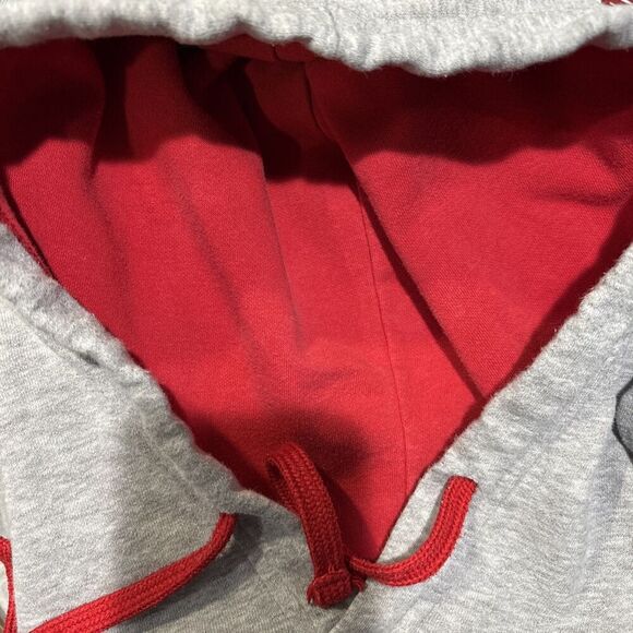 The North Face Men's Size Medium Gray Red Hoodie Sweatshirt Fleece Logo Outdoor - Picture 12 of 16